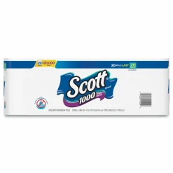 Scott 1000 Bathroom Tissue, Septic Safe, 1-Ply, White, 1,000 Sheets/Roll, 20 Rolls/Pack