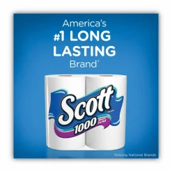 Scott 1000 Bathroom Tissue, Septic Safe, 1-Ply, White, 1,000 Sheets/Roll, 20 Rolls/Pack