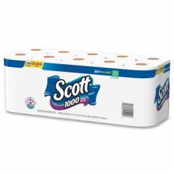 Scott 1000 Bathroom Tissue, Septic Safe, 1-Ply, White, 1,000 Sheets/Roll, 20 Rolls/Pack