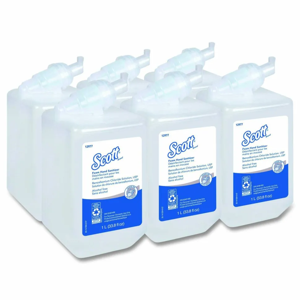 Scott Essential Alcohol-Free Foam Hand Sanitizer, 1,000 mL Cassette, Unscented, 6/Carton