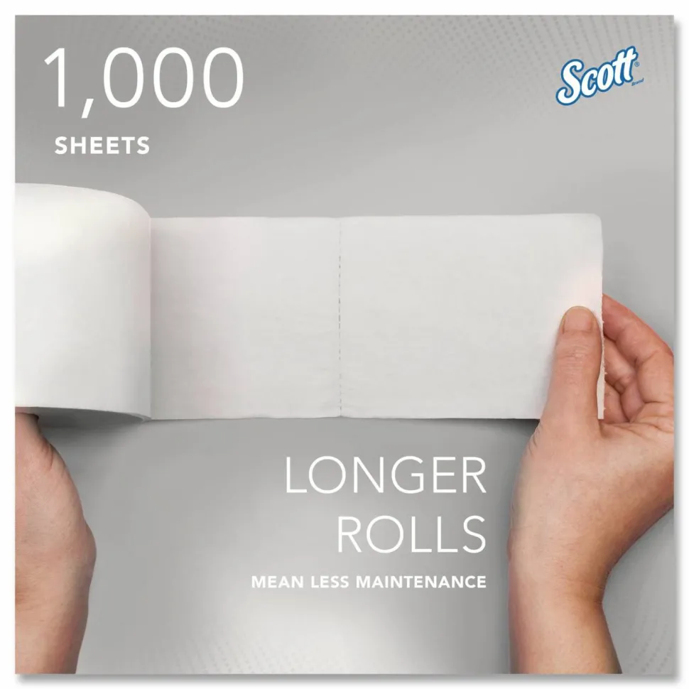 Scott Essential Coreless 2-Ply Toilet Paper, 65% Recycled, 1000 Sheets Per Roll, Pack Of 36 Rolls