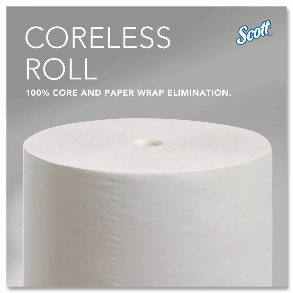 Scott Essential Coreless 2-Ply Toilet Paper, 65% Recycled, 1000 Sheets Per Roll, Pack Of 36 Rolls