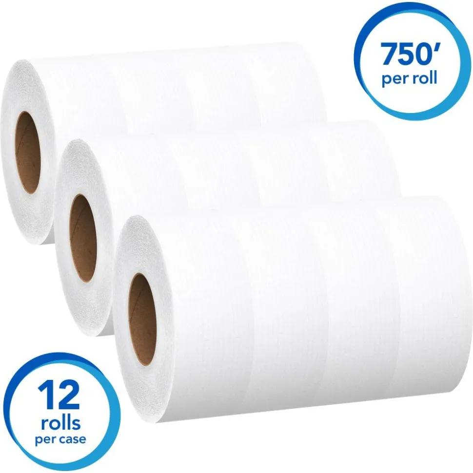Scott Essential Extra Soft JRT Bathroom Tissue, 2-Ply, 3-9/16" x 750', White, 12 Rolls Per Carton