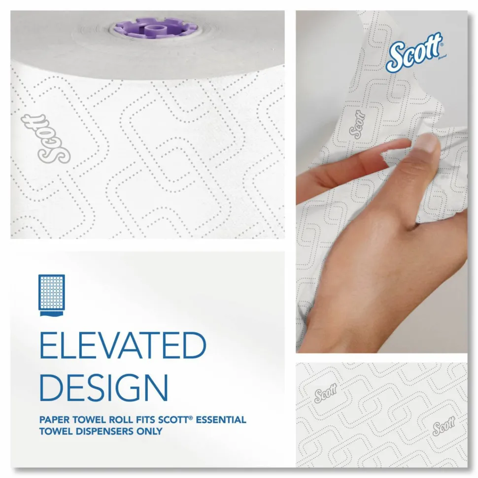 Scott Essential High Capacity Hard Roll Paper Towels with Elevated Design and Absorbency Pockets, 950' Per Roll, 6 Rolls Per Case