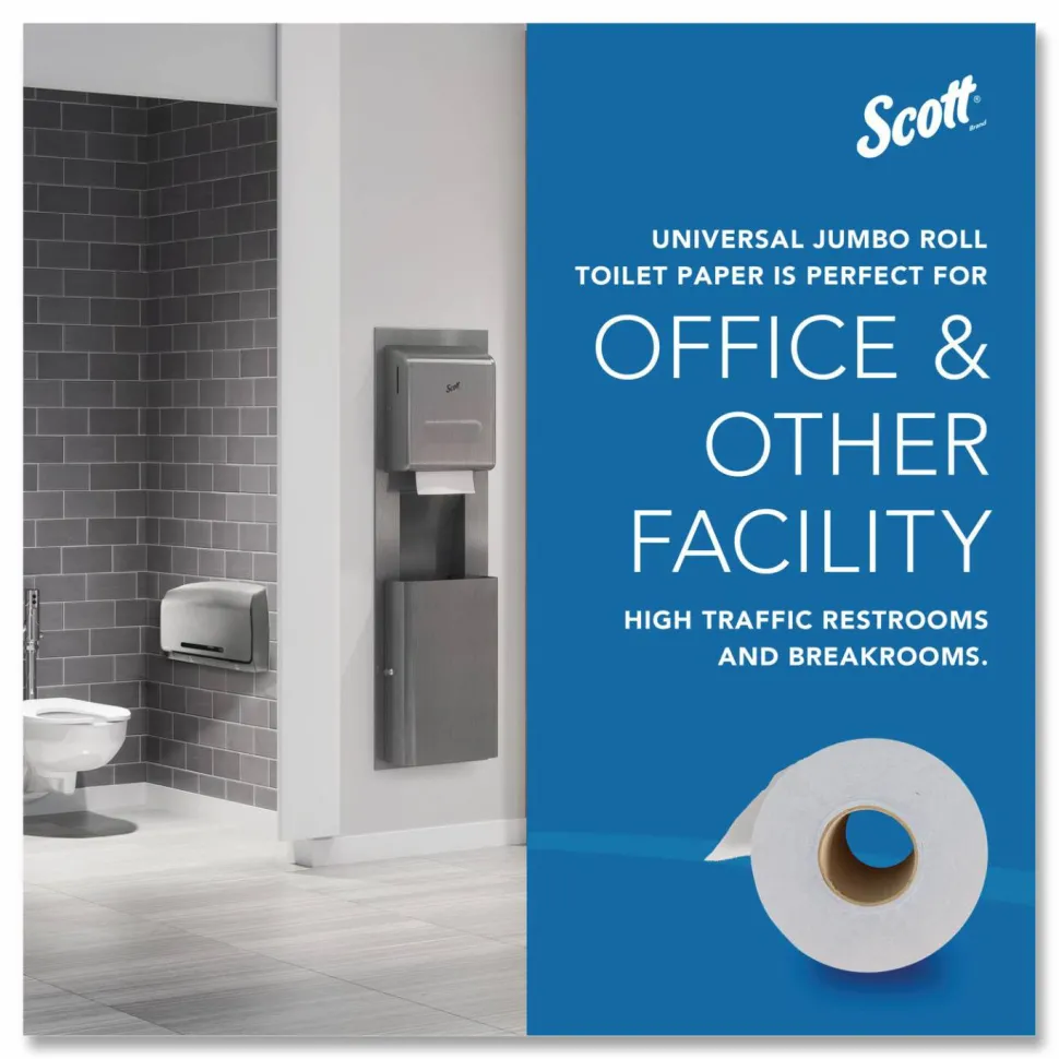 Scott Essential JRT Jumbo Roll Bathroom Tissue, Septic Safe, 2-Ply, 3.55" x 1,000 ft, White, 12 Rolls/Carton