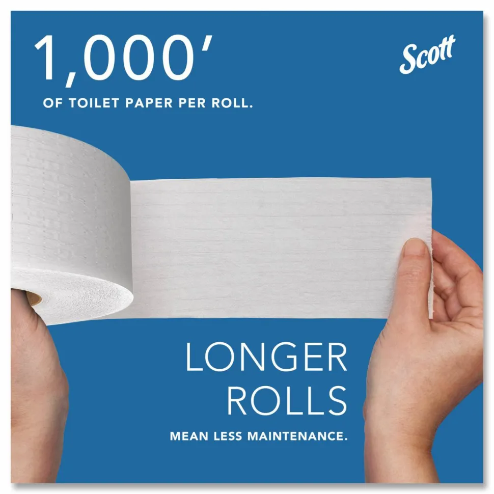 Scott Essential JRT Jumbo Roll Bathroom Tissue, Septic Safe, 2-Ply, 3.55" x 1,000 ft, White, 12 Rolls/Carton