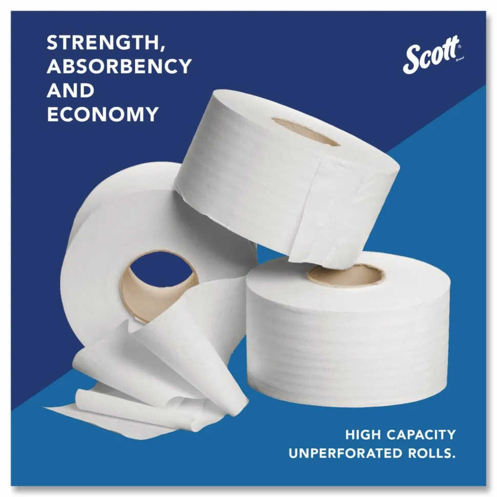 Scott Essential JRT Jumbo Roll Bathroom Tissue, Septic Safe, 2-Ply, 3.55" x 1,000 ft, White, 12 Rolls/Carton