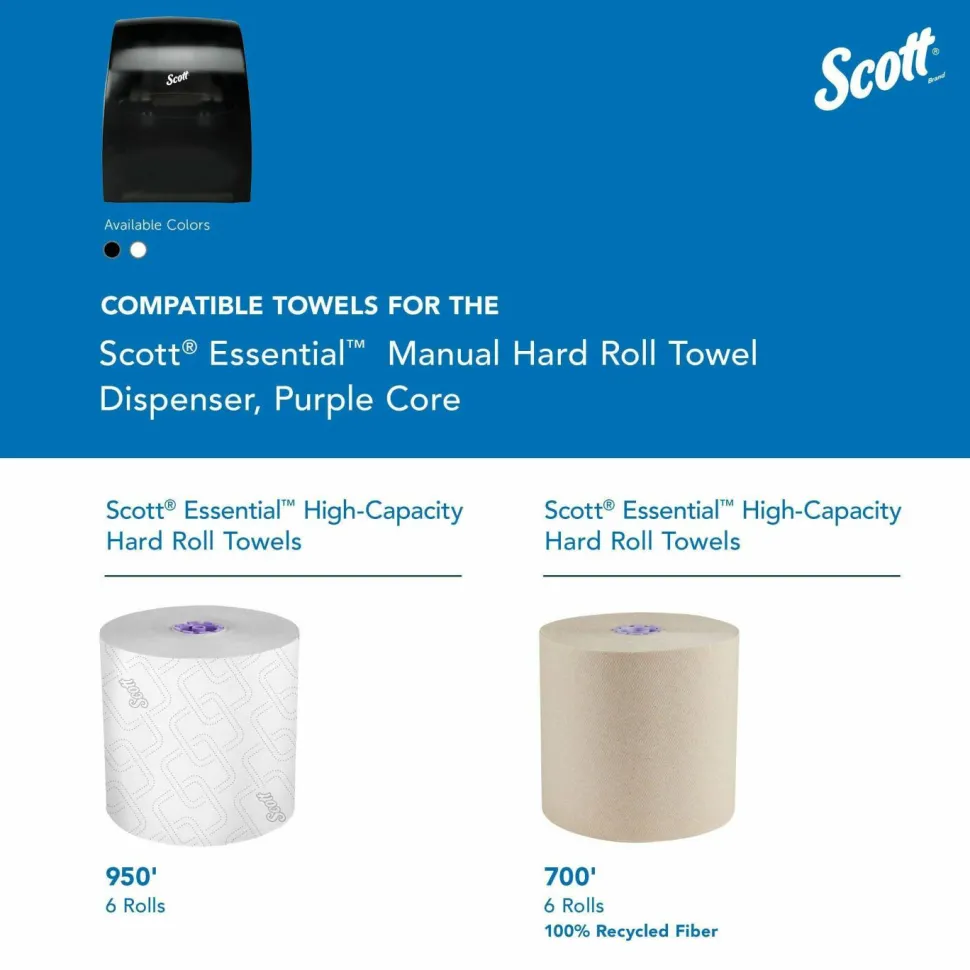 Scott Essential Manual Hard Roll Towel Dispenser, 13.06 x 11 x 16.94, Black