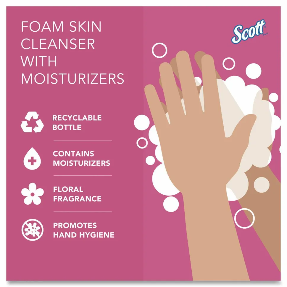 Scott Foam Skin Cleaner With Moisturizers, Floral, 33.8 oz (1,000mL), Pink