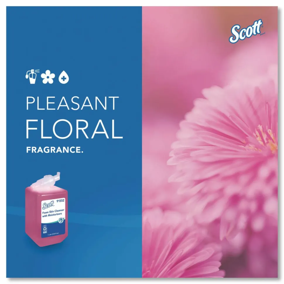 Scott Foam Skin Cleaner With Moisturizers, Floral, 33.8 oz (1,000mL), Pink