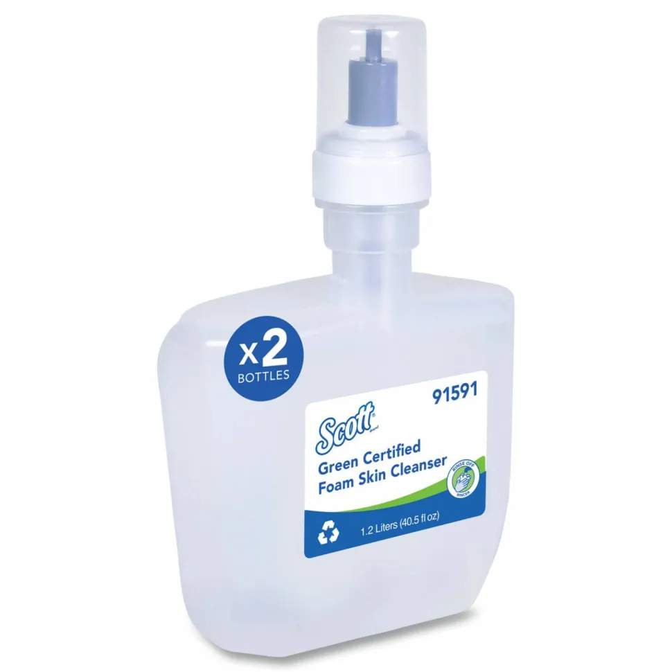 Scott Green Certified Foam Hand Soap, Unscented, 1.2 L E-Cassette Bottles, Case Of 2 Refills