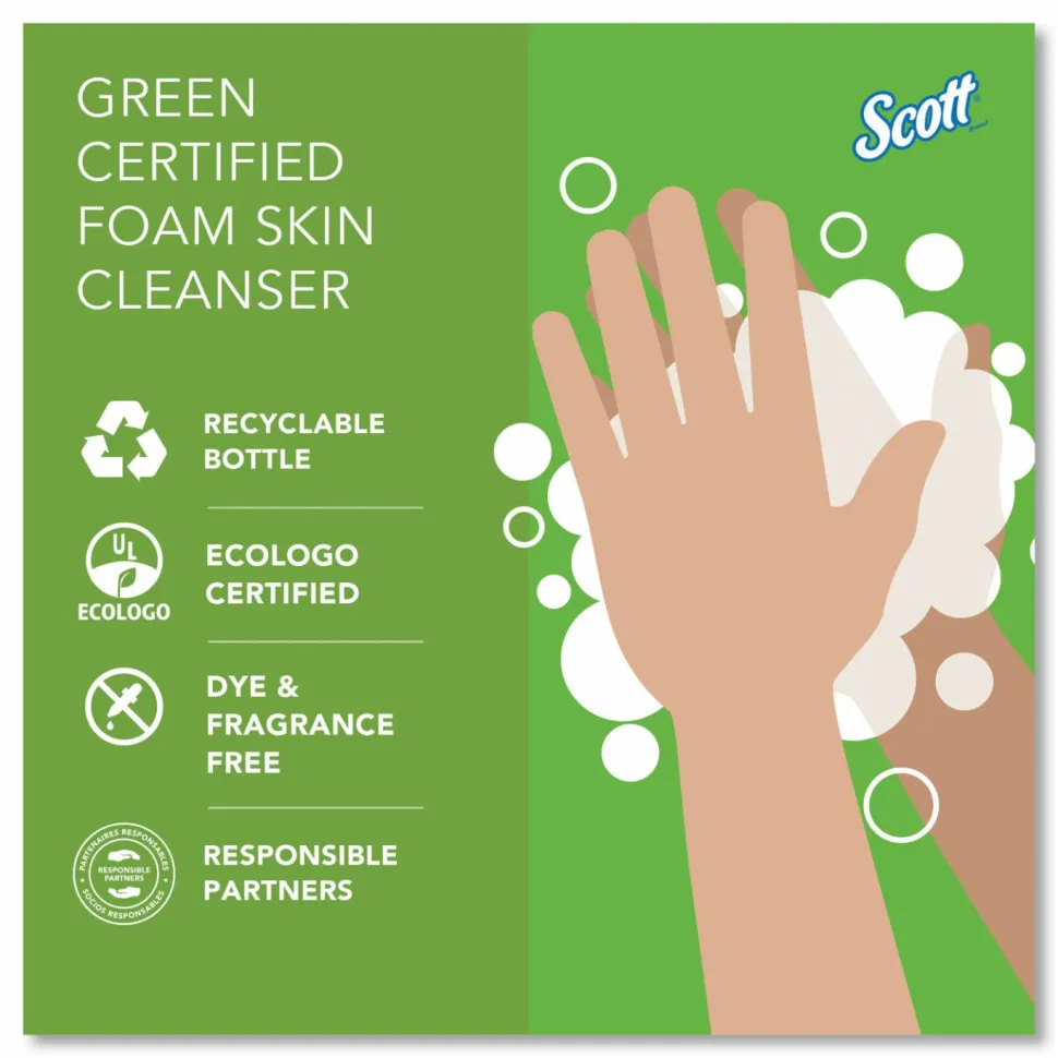 Scott Green Certified Foam Hand Soap, Unscented, 1.2 L E-Cassette Bottles, Case Of 2 Refills