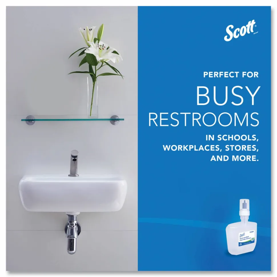 Scott Green Certified Foam Hand Soap, Unscented, 1.2 L E-Cassette Bottles, Case Of 2 Refills