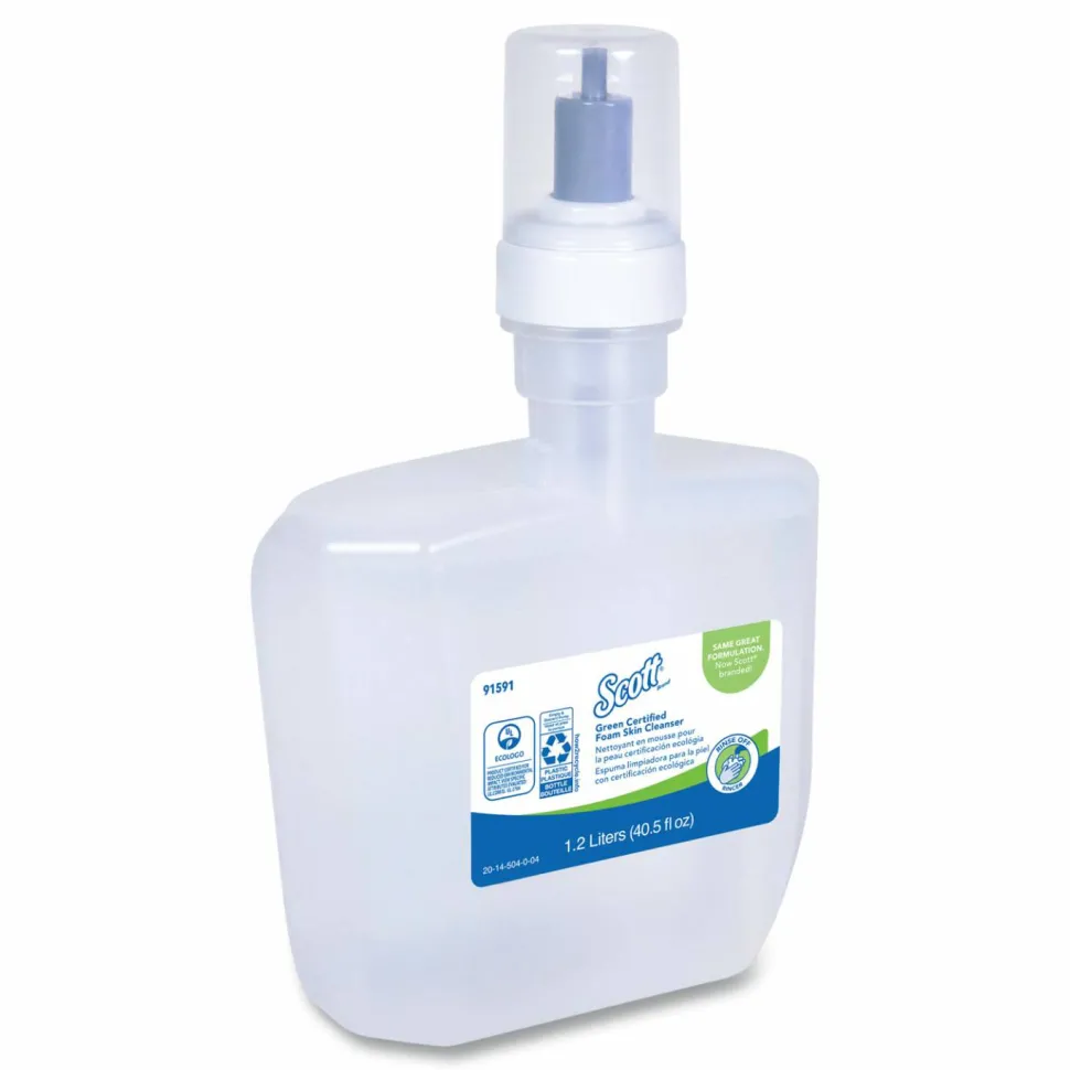 Scott Green Certified Foam Hand Soap, Unscented, 1.2 L E-Cassette Bottles, Case Of 2 Refills