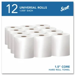 Scott Hardwound 1-Ply Paper Towels, 60% Recycled, 1000' Per Roll, Pack Of 12 Rolls