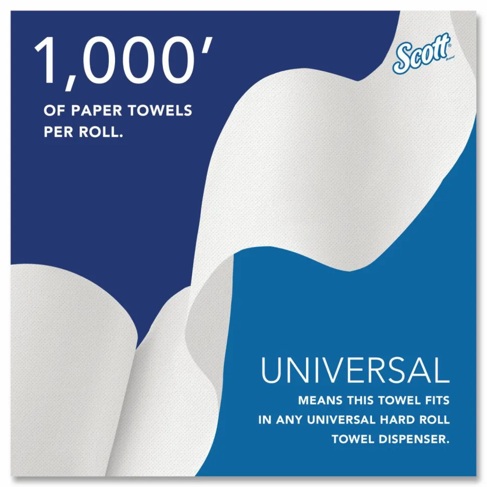 Scott Hardwound 1-Ply Paper Towels, 60% Recycled, 1000' Per Roll, Pack Of 12 Rolls