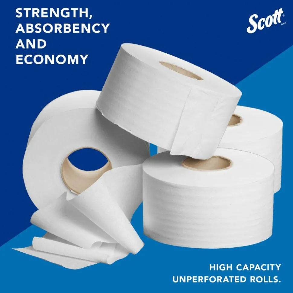 Scott Jumbo Jr 2-Ply Toilet Paper, 25% Recycled, 1000 Sheets Per Roll, Pack Of 4 Rolls