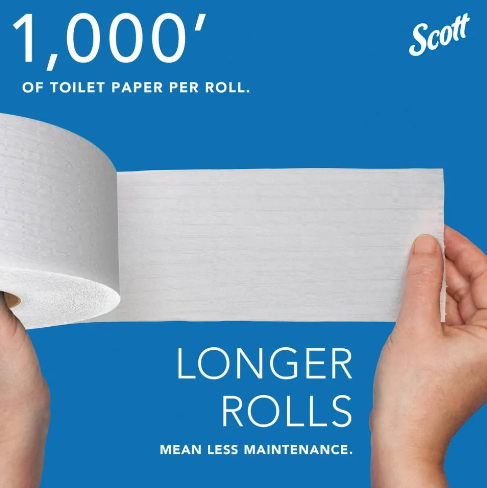 Scott Jumbo Jr 2-Ply Toilet Paper, 25% Recycled, 1000 Sheets Per Roll, Pack Of 4 Rolls