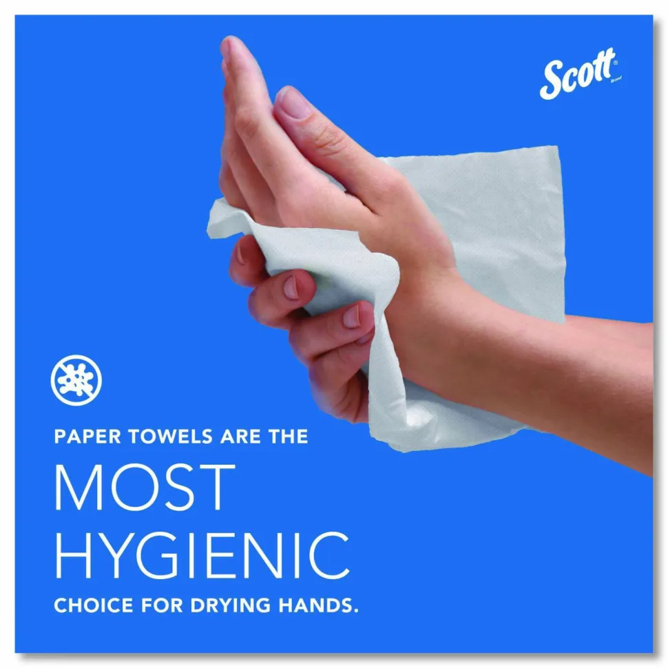 Scott Kitchen Paper Towels, Fast-Drying Absorbency Pockets, 1-Ply, 80% Recycled, 128 Sheets Per Roll, Pack Of 20 Rolls