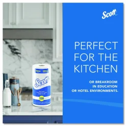 Scott Kitchen Paper Towels, Fast-Drying Absorbency Pockets, 1-Ply, 80% Recycled, 128 Sheets Per Roll, Pack Of 20 Rolls