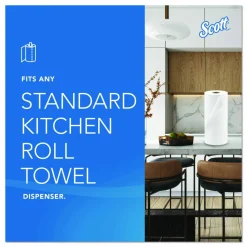 Scott Kitchen Paper Towels, Fast-Drying Absorbency Pockets, 1-Ply, 80% Recycled, 128 Sheets Per Roll, Pack Of 20 Rolls