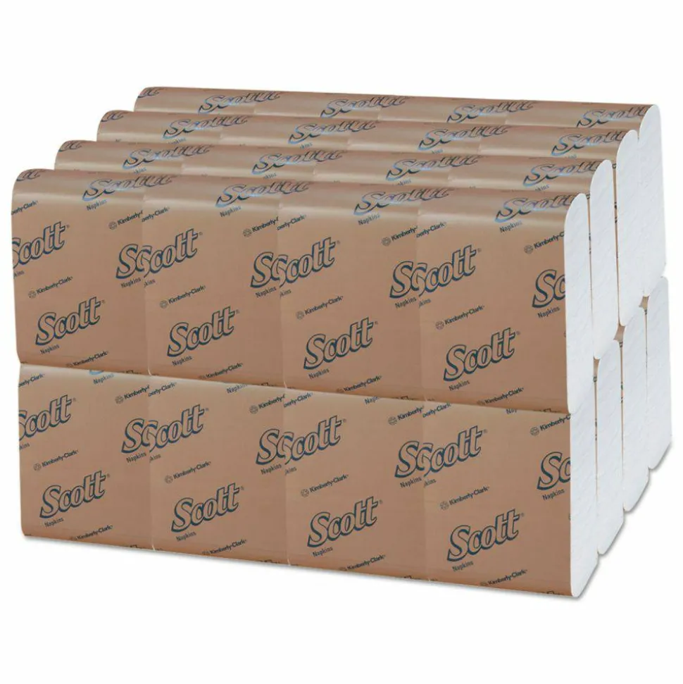 Scott Low-Fold Dispenser Napkins, 1-Ply, 12 x 7, White, 250/Pack, 32 Packs/Carton