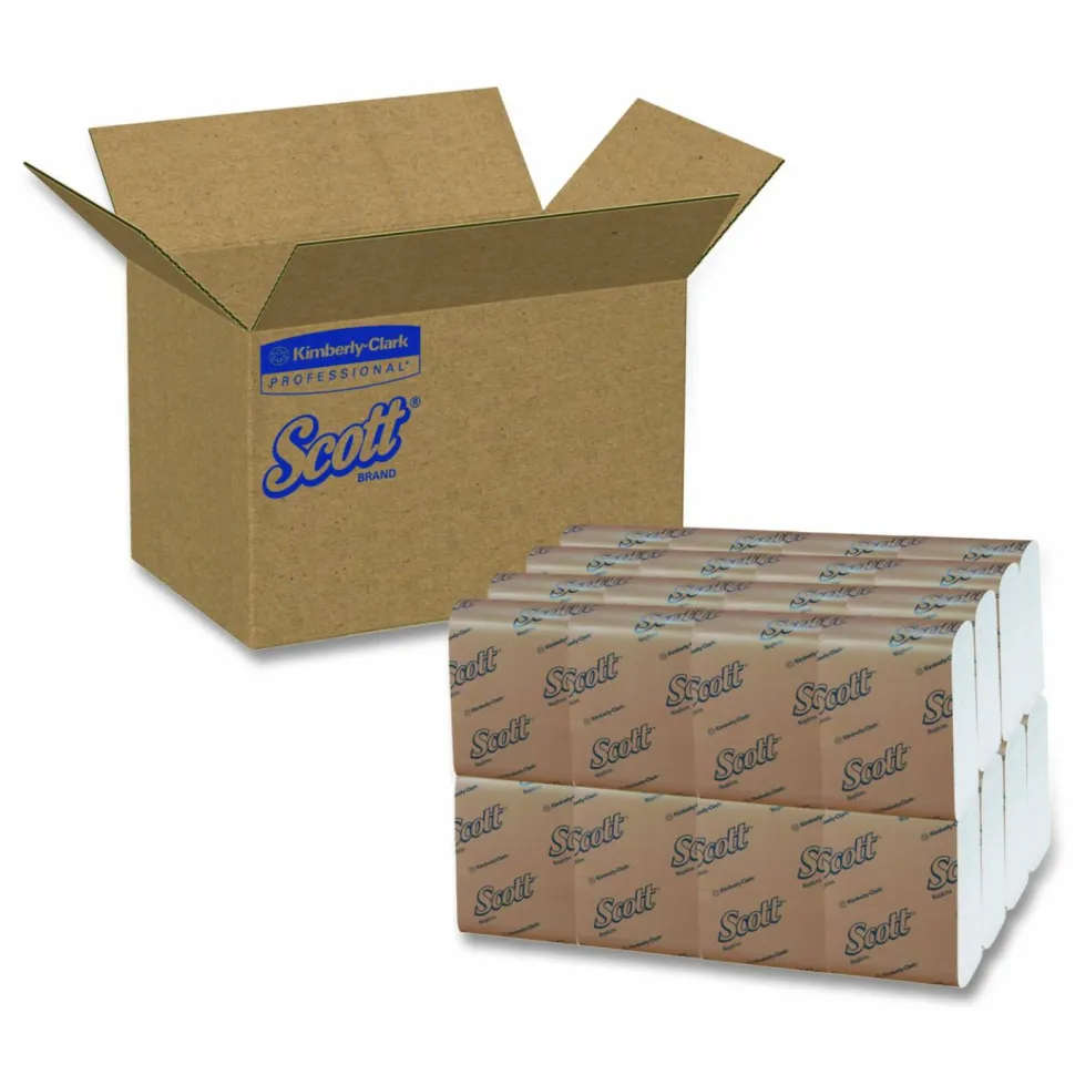 Scott Low-Fold Dispenser Napkins, 1-Ply, 12 x 7, White, 250/Pack, 32 Packs/Carton
