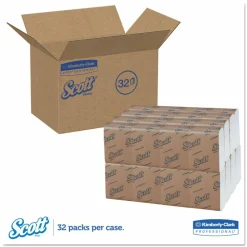 Scott Low-Fold Dispenser Napkins, 1-Ply, 12 x 7, White, 250/Pack, 32 Packs/Carton