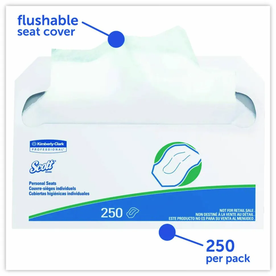 Scott Personal Seats Toilet Seat Covers, 14.5 x 17, White, 250/Pack, 20 Packs/Carton