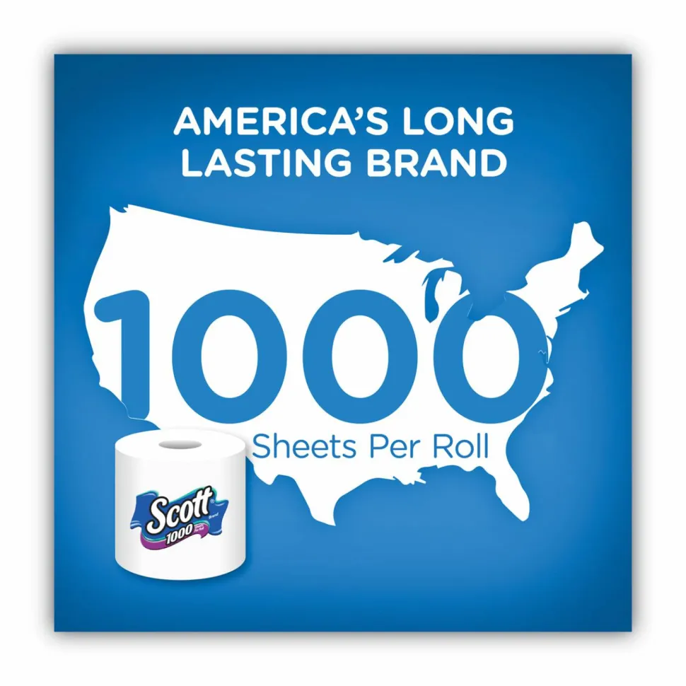 Scott 1-Ply Toilet Paper, 1000 Sheets Per Roll, Pack Of 20 Rolls