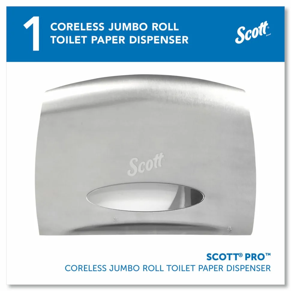 Scott Pro Coreless Jumbo Roll Tissue Dispenser, EZ Load, 14.38 x 6 x 9.75, Stainless Steel