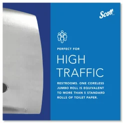 Scott Pro Coreless Jumbo Roll Tissue Dispenser, EZ Load, 14.38 x 6 x 9.75, Stainless Steel