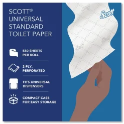 Scott Professional 2-Ply Standard Roll Toilet Paper with Elevated Design, 100% Recycled, 550 Sheets Per Roll, Pack Of 20 Rolls