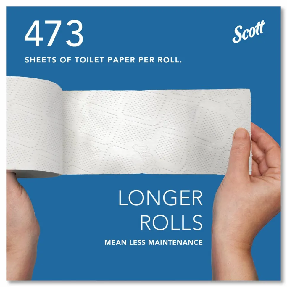Scott Professional 100% Recycled Fiber Standard Toilet Paper, Elevated Design, 2-Ply, Individually Wrapped, 473 Sheets Per Roll, Pack Of 80 Rolls