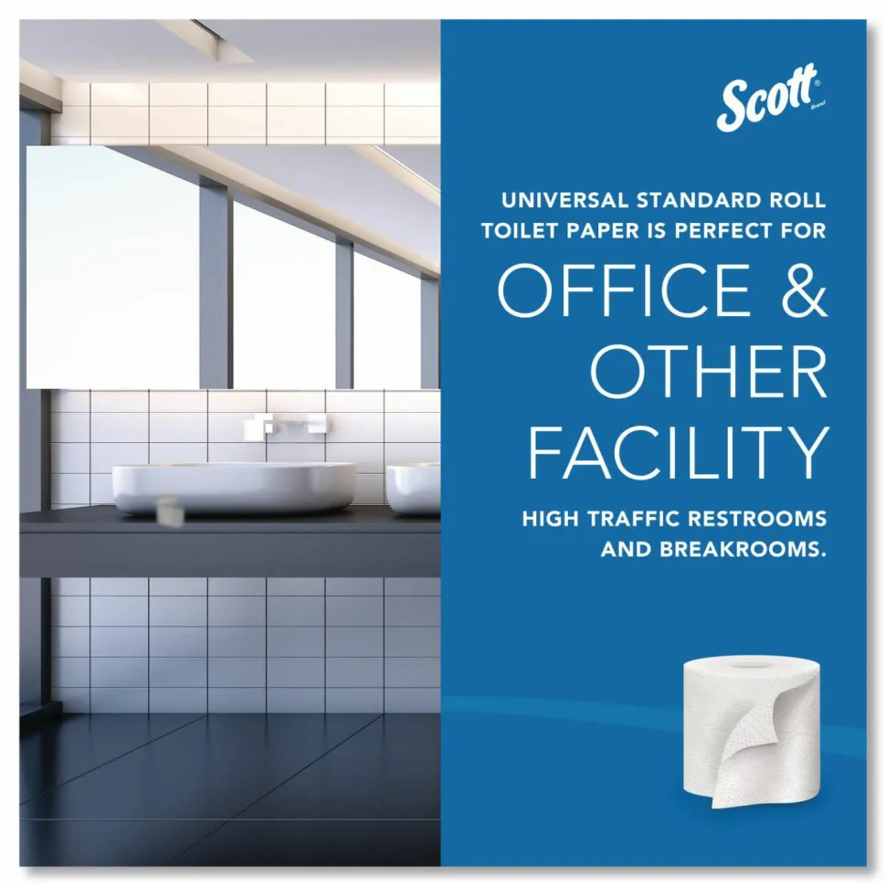 Scott Professional 100% Recycled Fiber Standard Toilet Paper, Elevated Design, 2-Ply, Individually Wrapped, 473 Sheets Per Roll, Pack Of 80 Rolls