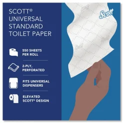 Scott Professional Standard Roll 2-Ply Toilet Paper, 25% Recycled, 550 Sheets Per Roll, Pack Of 80 Rolls