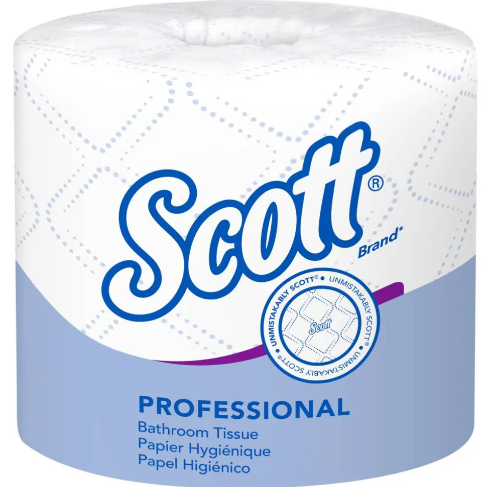 Scott Professional Standard Roll 2-Ply Toilet Paper, 25% Recycled, 550 Sheets Per Roll, Pack Of 80 Rolls