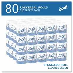 Scott Professional Standard Roll 2-Ply Toilet Paper, 25% Recycled, 550 Sheets Per Roll, Pack Of 80 Rolls