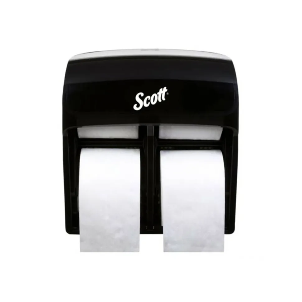Scott Pro High Capacity SRB Toilet Paper Dispenser - Roll Dispenser - 4x Roll - 12.8"x11.3"x 6.2" Depth - Plastic - Black - Compact, Durable - 44518