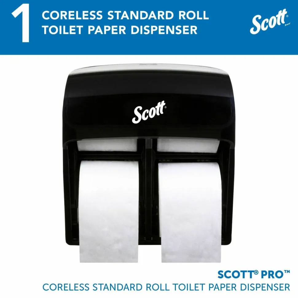 Scott Pro High Capacity SRB Toilet Paper Dispenser - Roll Dispenser - 4x Roll - 12.8"x11.3"x 6.2" Depth - Plastic - Black - Compact, Durable - 44518