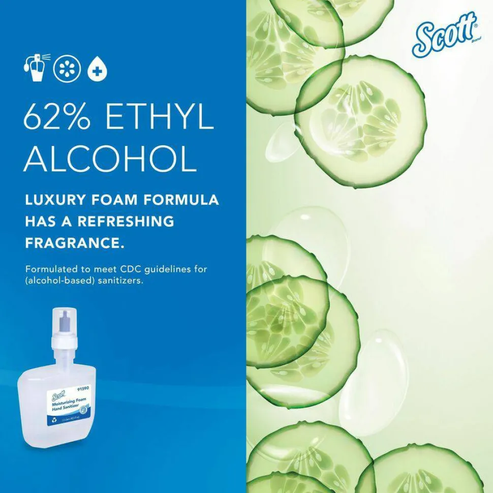 Scott Pro Moisturizing Foam Hand Sanitizer, 1,200 mL Cassette, Fruity Cucumber Scent, 2/Carton