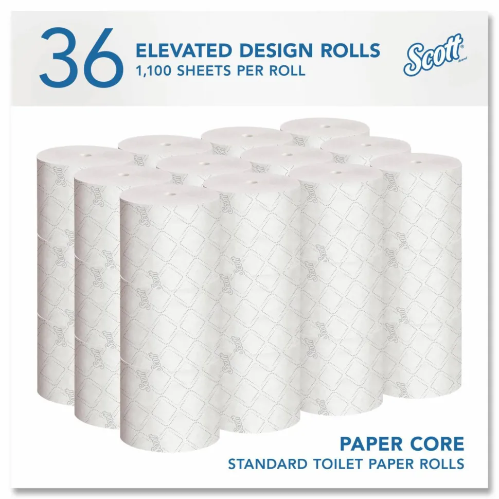 Scott Pro Small-Core High-Capacity 2-Ply Toilet Paper, 1100' Per Roll, Pack Of 36 Rolls