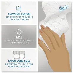 Scott Pro Small-Core High-Capacity 2-Ply Toilet Paper, 1100' Per Roll, Pack Of 36 Rolls