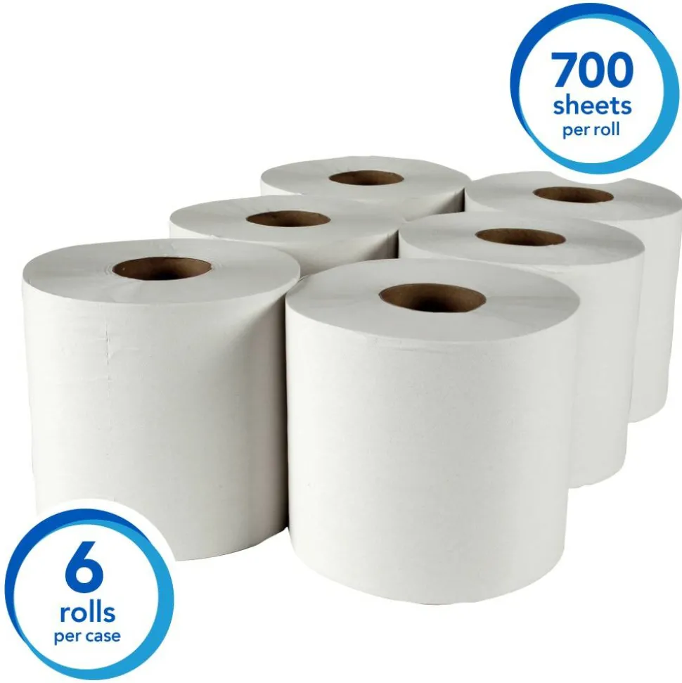 Scott Roll Control 1-Ply Center-Pull Paper Towels, 60% Recycled, 700 Sheets Per Roll, Pack Of 6 Rolls