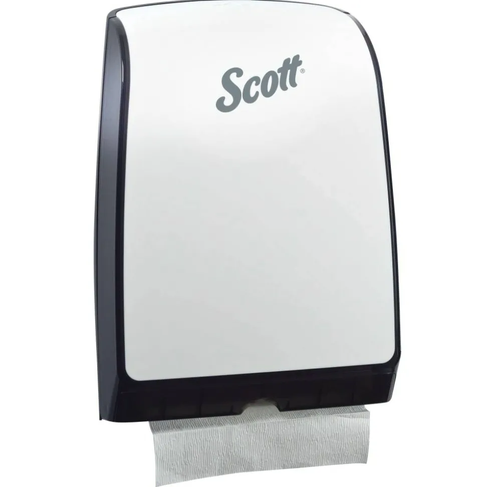 Scott Slimfold Folded Towel Dispenser (34830), White, Compact, One-At-A-Time Manual Dispensing, 9.8" x 2.8" x 13.67" (Qty 1)