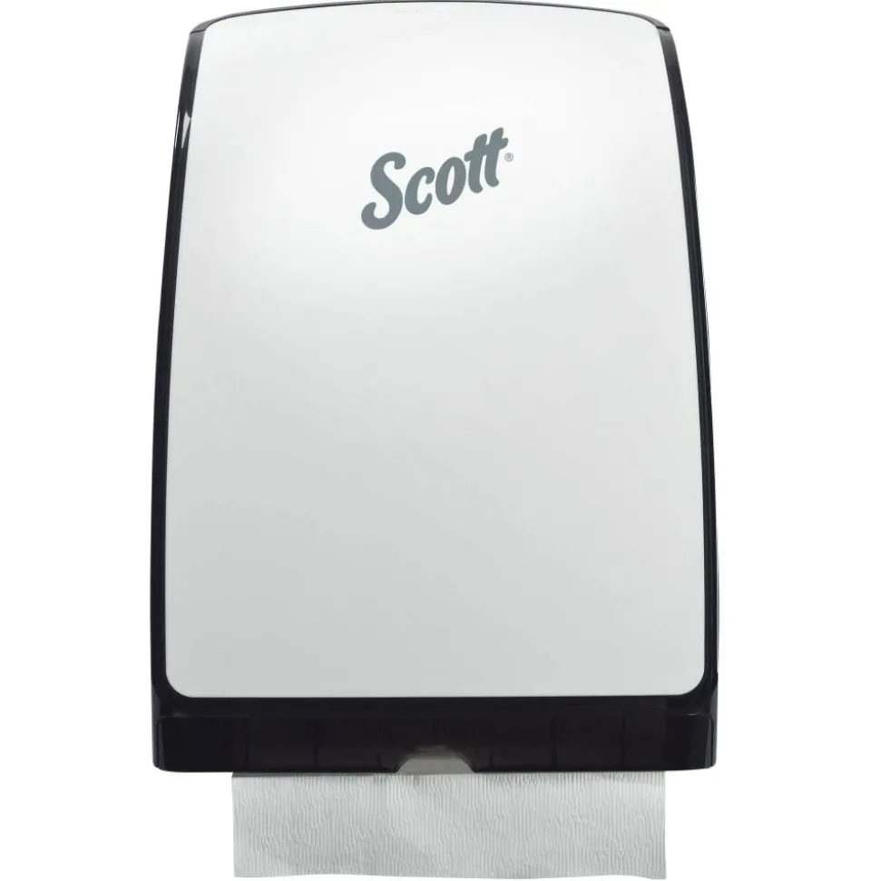 Scott Slimfold Folded Towel Dispenser (34830), White, Compact, One-At-A-Time Manual Dispensing, 9.8" x 2.8" x 13.67" (Qty 1)