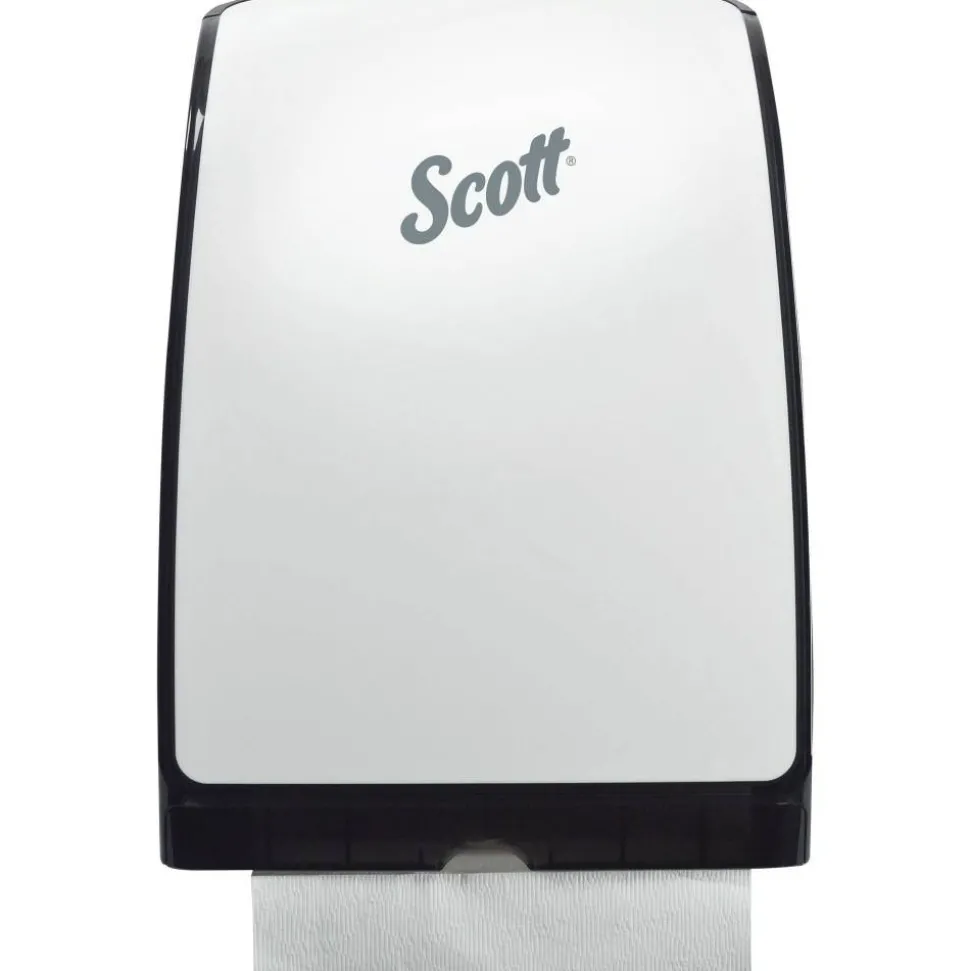 Scott Slimfold Folded Towel Dispenser (34830), White, Compact, One-At-A-Time Manual Dispensing, 9.8" x 2.8" x 13.67" (Qty 1)