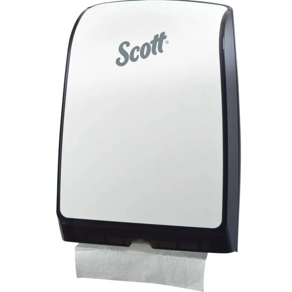 Scott Slimfold Folded Towel Dispenser (34830), White, Compact, One-At-A-Time Manual Dispensing, 9.8" x 2.8" x 13.67" (Qty 1)