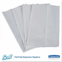 Scott Tall-Fold Dispenser Napkins, 1-Ply, 7 x 13.5, White, 500/Pack, 20 Packs/Carton