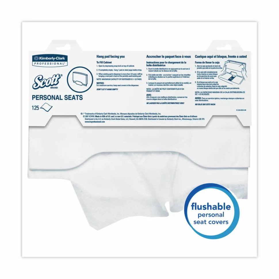 Scott Toilet Seat Covers, 15" x 17", White, Total Qty 3,000